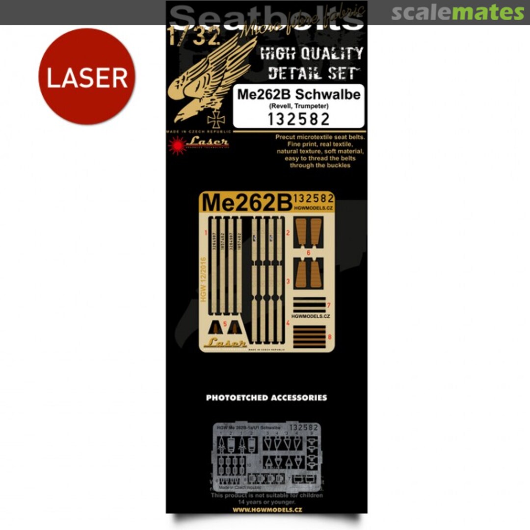 Boxart Me 262B Schwalbe - Seatbelts 132582 HGW Models Boxart Me 262B Schwalbe - Seatbelts 132582 HGW Models