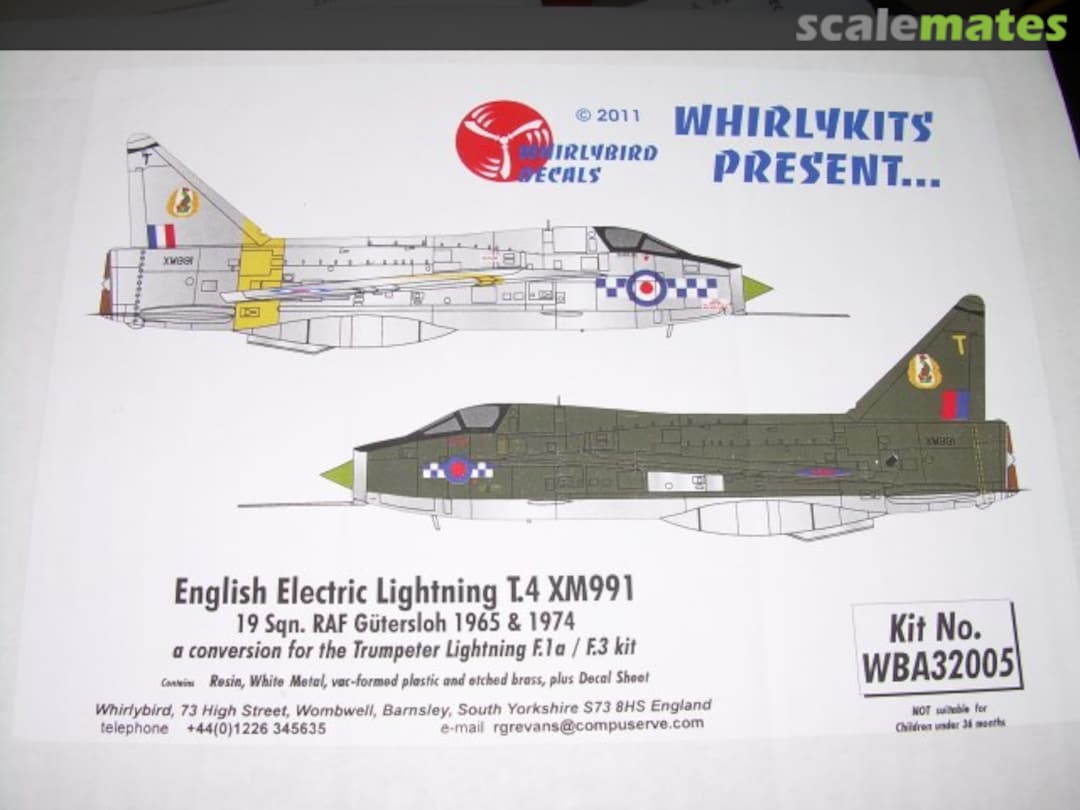 Boxart English Electric Lightning T.4 XM991 WBA32005 Whirlykits Boxart English Electric Lightning T.4 XM991 WBA32005 Whirlykits