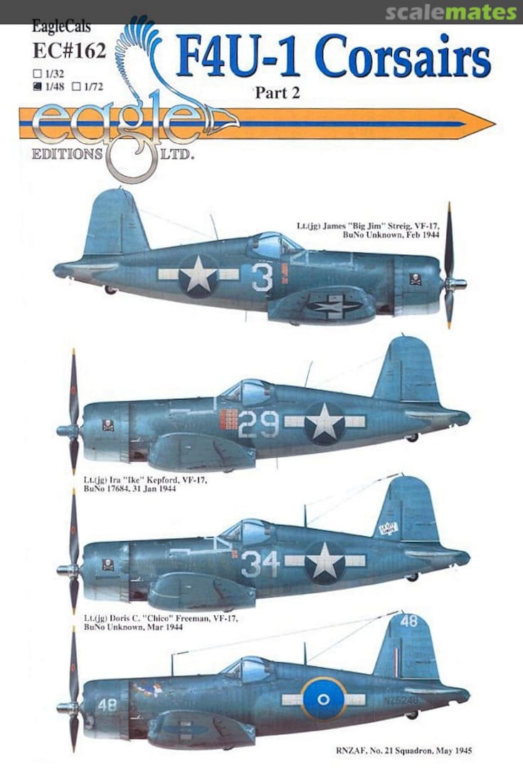 Boxart F4U-1 Corsairs EagleCals EC48-162 Eagle Editions Boxart F4U-1 Corsairs EagleCals EC48-162 Eagle Editions