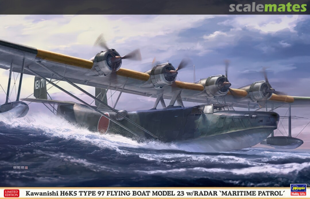 Boxart Kawanishi H6K5 Type 97 Flying Boat Model 23 w/Radar 02208 Hasegawa Boxart Kawanishi H6K5 Type 97 Flying Boat Model 23 w/Radar 02208 Hasegawa