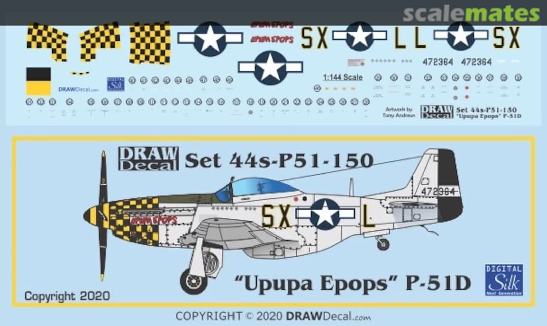 Boxart “Upupa Epops” P-51D 44-P51-150 Draw Decal Boxart “Upupa Epops” P-51D 44-P51-150 Draw Decal