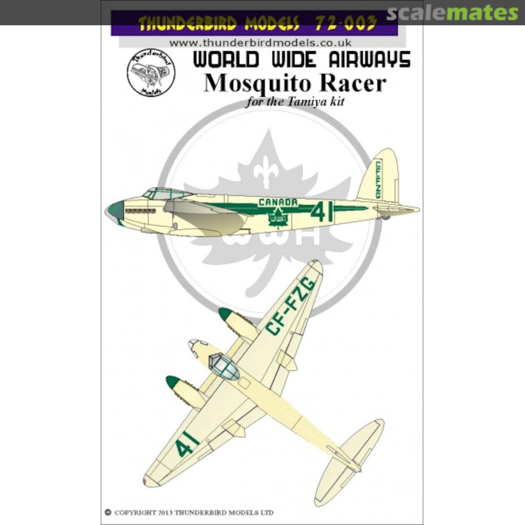 Boxart World Wide Airways Mosquito Racer 72-003 Thunderbird Models Boxart World Wide Airways Mosquito Racer 72-003 Thunderbird Models
