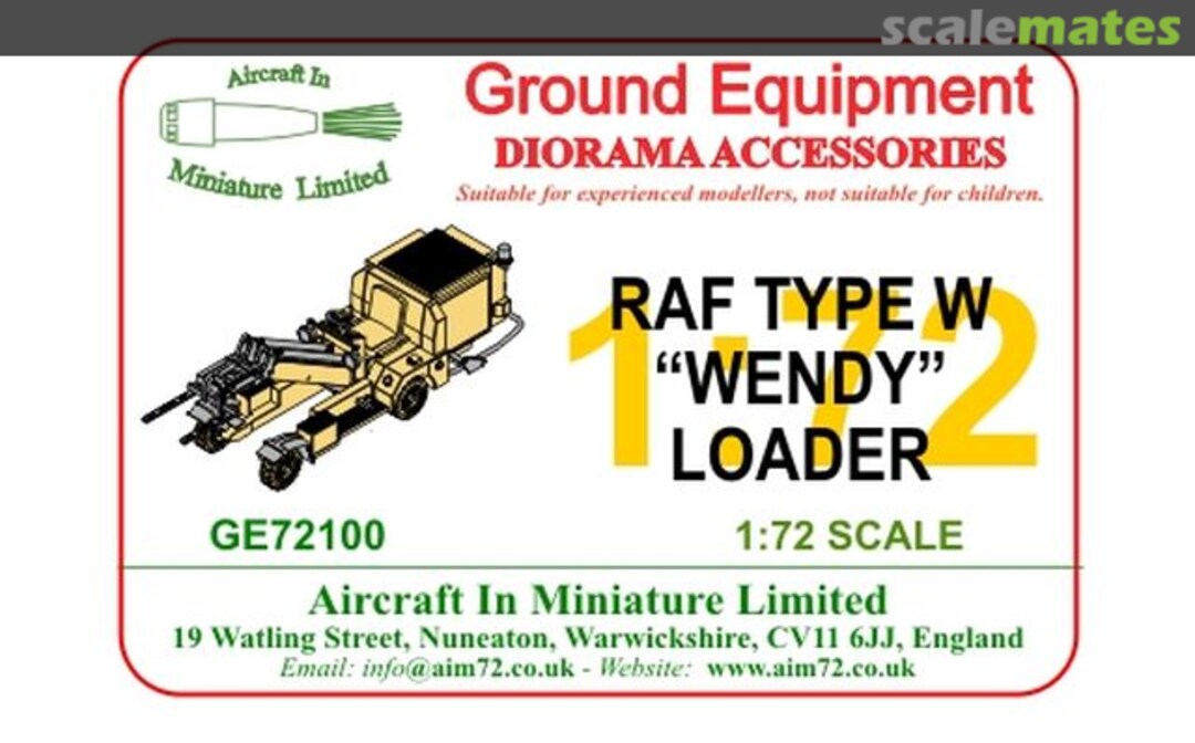 Boxart RAF type W 'Wendy" loader GE72100 Aircraft In Miniature Ltd Boxart RAF type W 'Wendy" loader GE72100 Aircraft In Miniature Ltd