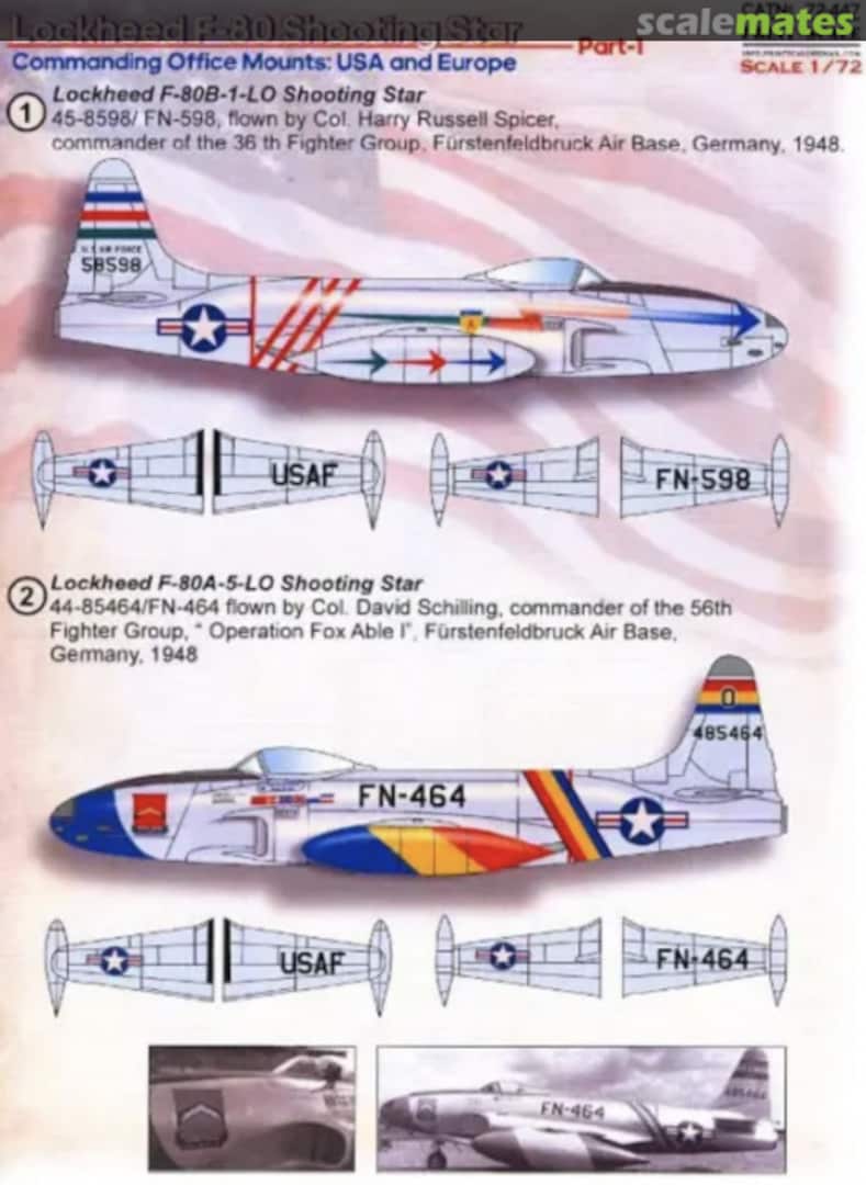 Boxart Lockheed F-80 SHOOTING STAR Commanding Officer Mounts 72-447 Print Scale