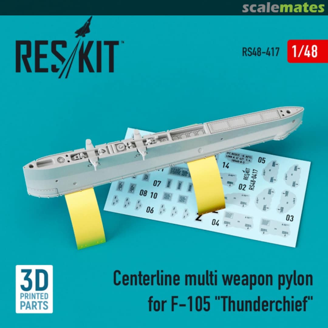 Boxart F-105 Thunderchief centerline multi weapon pylon RS48-0417 ResKit Boxart F-105 Thunderchief centerline multi weapon pylon RS48-0417 ResKit