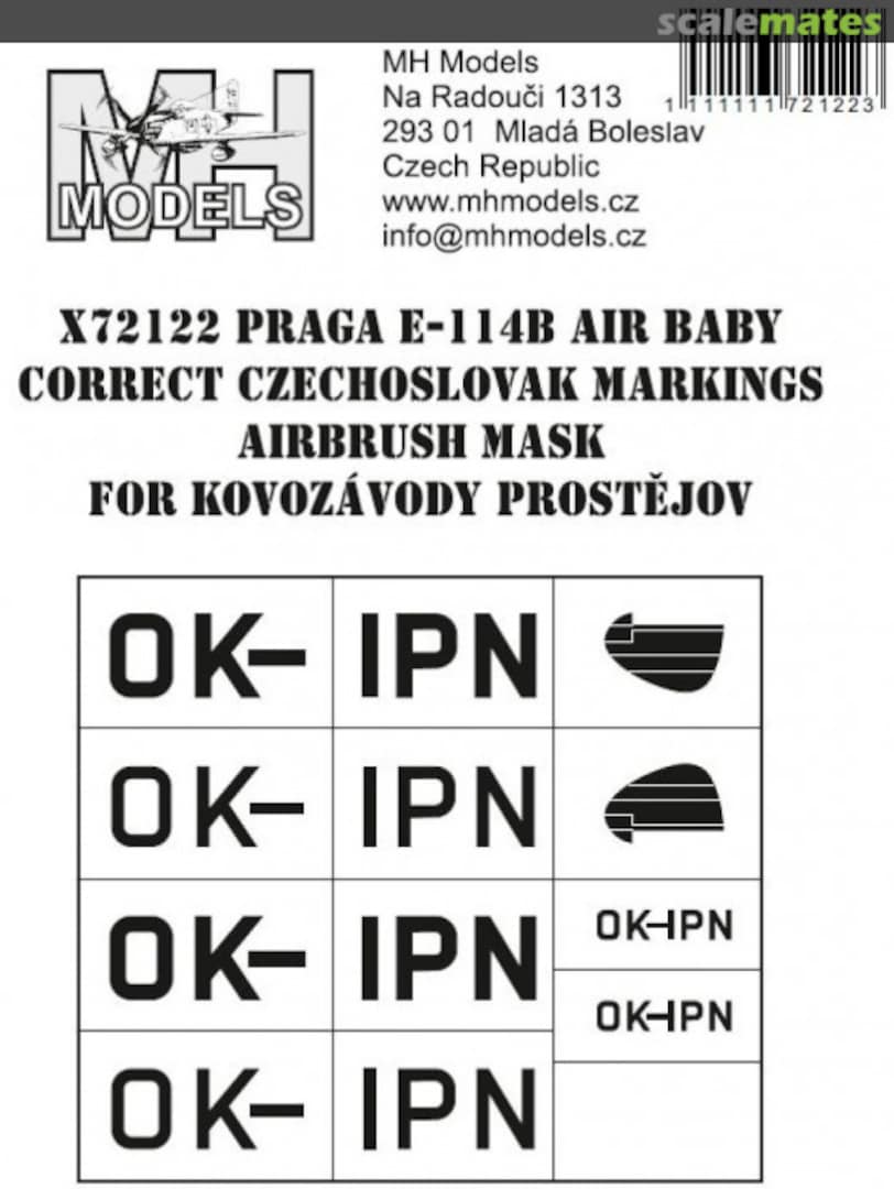 Boxart Praga E-114B Air Baby correct Czechoslovak markings airbrush mask X72122 MH Models Boxart Praga E-114B Air Baby correct Czechoslovak markings airbrush mask X72122 MH Models