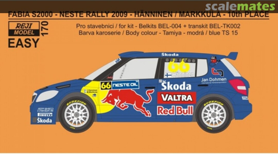 Boxart Skoda Fabia S2000 sponsored by RB, Valtra #66 170-EASY REJI Model Boxart Skoda Fabia S2000 sponsored by RB, Valtra #66 170-EASY REJI Model