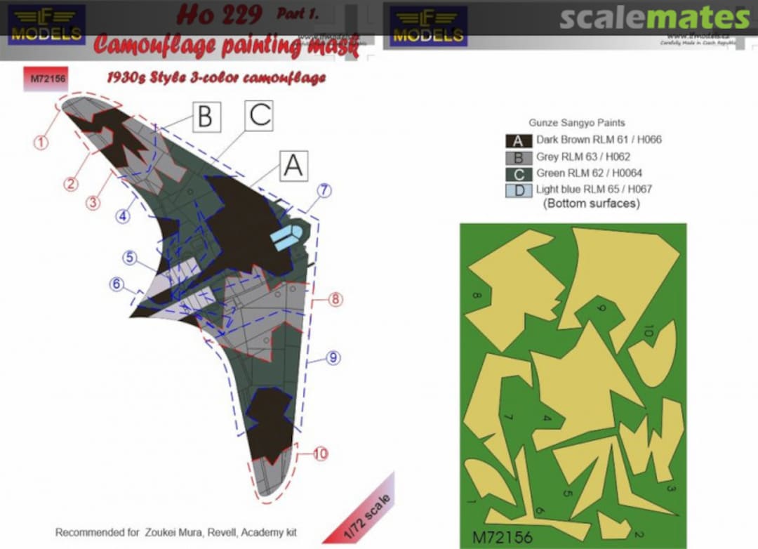 Boxart Ho 229 Camouflage Painting Mask Part 1. M72156 LF Models Boxart Ho 229 Camouflage Painting Mask Part 1. M72156 LF Models