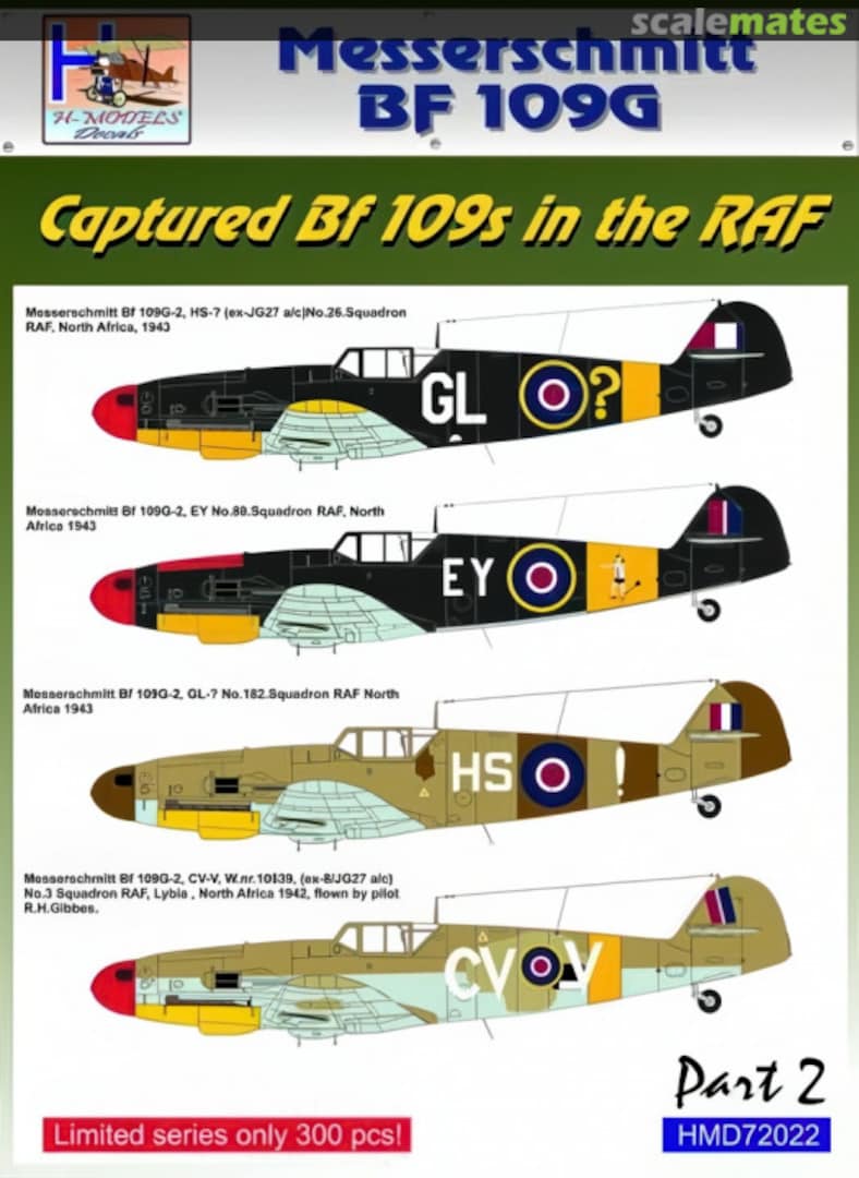 Boxart Messerschmitt Bf 109G HMD72022 H-Models Decals Boxart Messerschmitt Bf 109G HMD72022 H-Models Decals