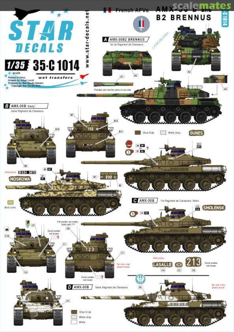 Boxart French AFVs - AMX-30 B and B2 BRENNUS 35-C1014 Star Decals Boxart French AFVs - AMX-30 B and B2 BRENNUS 35-C1014 Star Decals