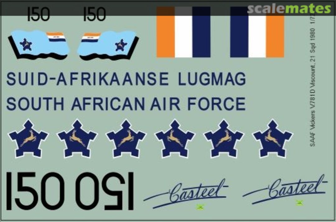 Boxart SAAF Vickers V.781D Viscount ('Casteel" 21 Sqd, 1980) MAV-720321 MAV Decals Boxart SAAF Vickers V.781D Viscount ('Casteel" 21 Sqd, 1980) MAV-720321 MAV Decals