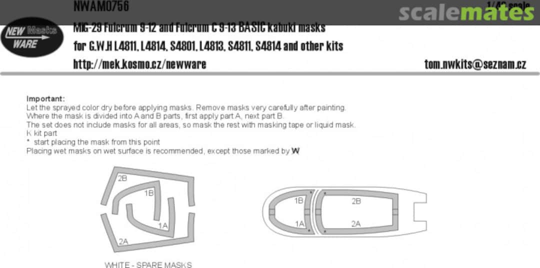 Boxart MiG-29 Fulcrum 9-12 and Fulcrum C 9-13 BASIC kabuki masks NWAM0756 New Ware