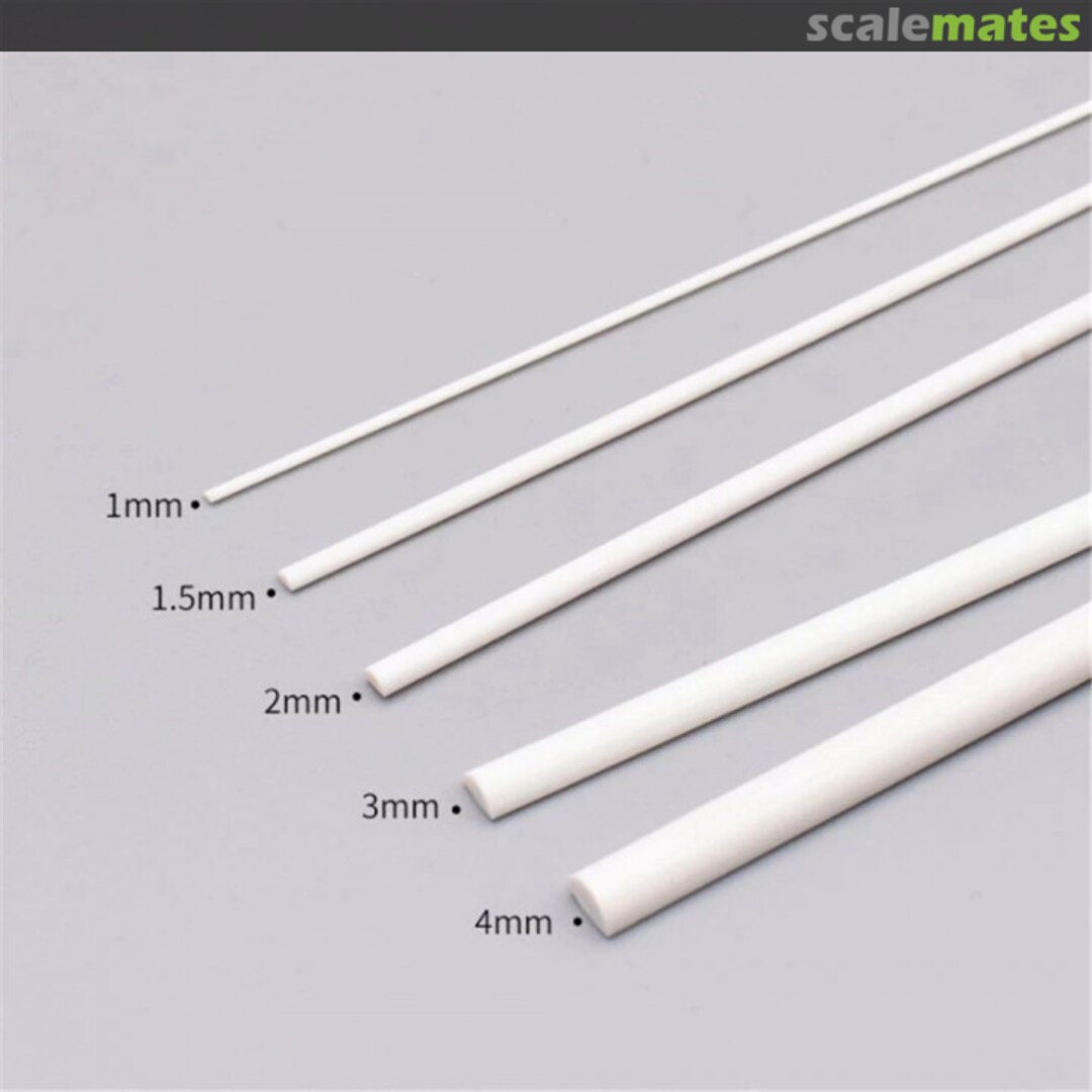Boxart 100pcs 1-5mm Scale ABS Smooth Plastic Model Half Round Rod 1.5mm MDWD