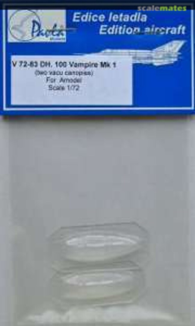 Boxart DH. 100 Vampire Mk 1 (two vacu canopies) V72-83 Pavla Models Boxart DH. 100 Vampire Mk 1 (two vacu canopies) V72-83 Pavla Models