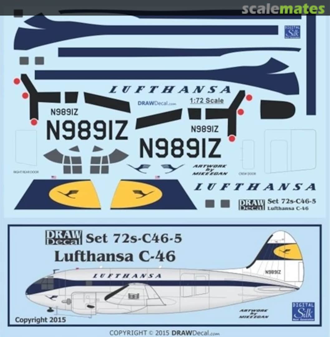 Boxart Lufthansa C-46 N9891Z 72-C46-5 Draw Decal