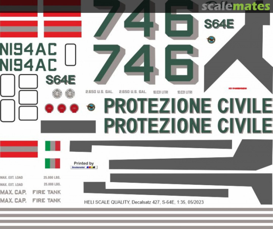 Boxart S-64E - Protezione Civile - N194AC Delilah Decal 427 Heli Scale Quality Boxart S-64E - Protezione Civile - N194AC Delilah Decal 427 Heli Scale Quality