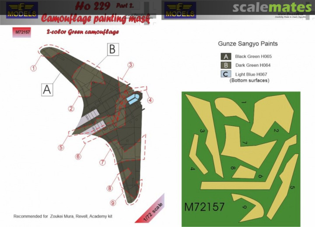 Boxart Ho 229 Camouflage Painting Mask Part 2. M72157 LF Models