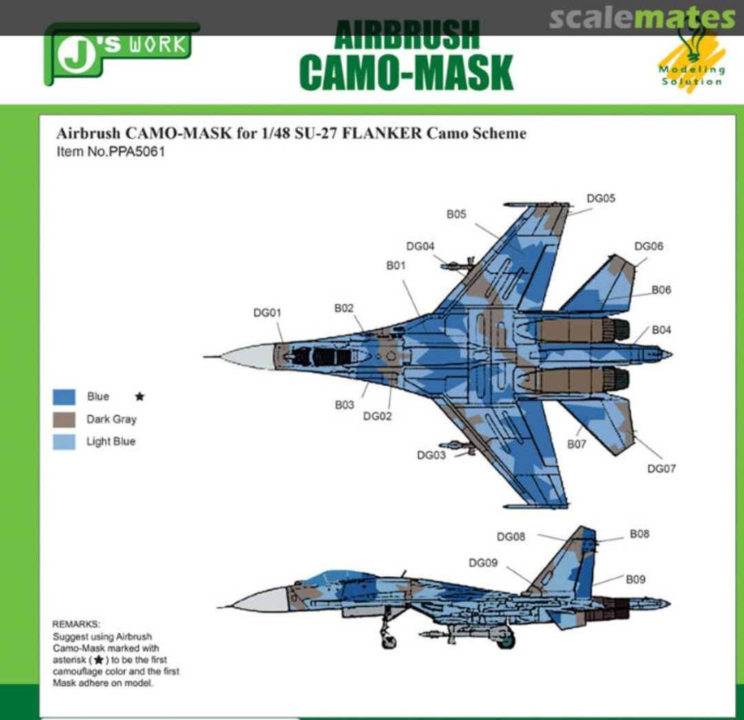 Boxart Airbrush CAMO-MASK for SU-27 FLANKER Camo PPA5061 J's Work Boxart Airbrush CAMO-MASK for SU-27 FLANKER Camo PPA5061 J's Work