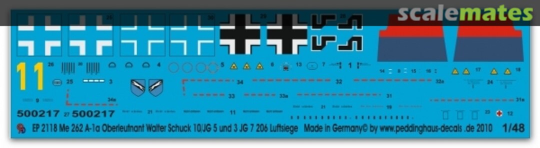 Boxart Me 262A1a Oblt. Walter Schuck 10./JG 5 & 3./JG 7 EP 2118 Peddinghaus-Decals Boxart Me 262A1a Oblt. Walter Schuck 10./JG 5 & 3./JG 7 EP 2118 Peddinghaus-Decals