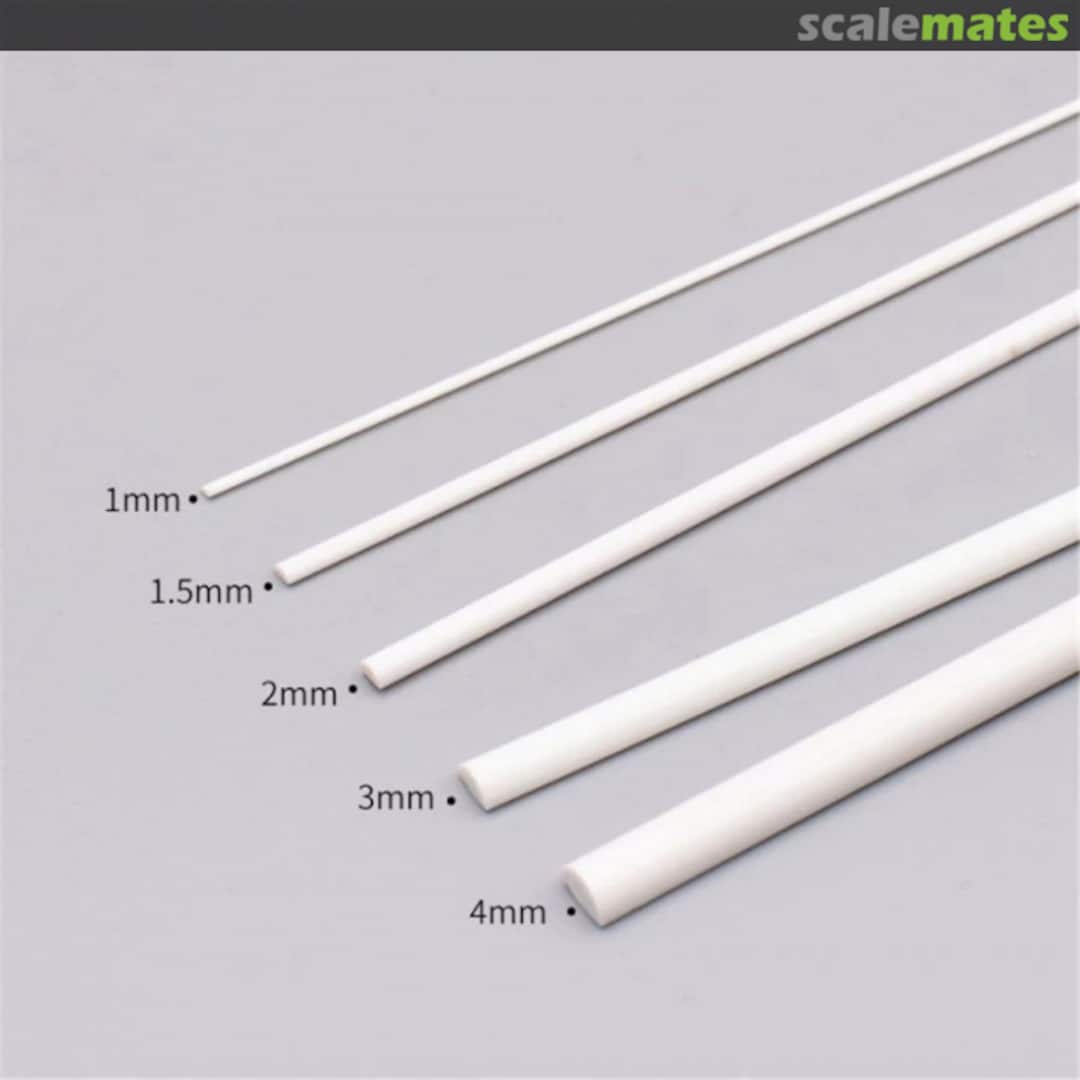 Boxart 100pcs 1-5mm Scale ABS Smooth Plastic Model Half Round Rod 1mm MDWD
