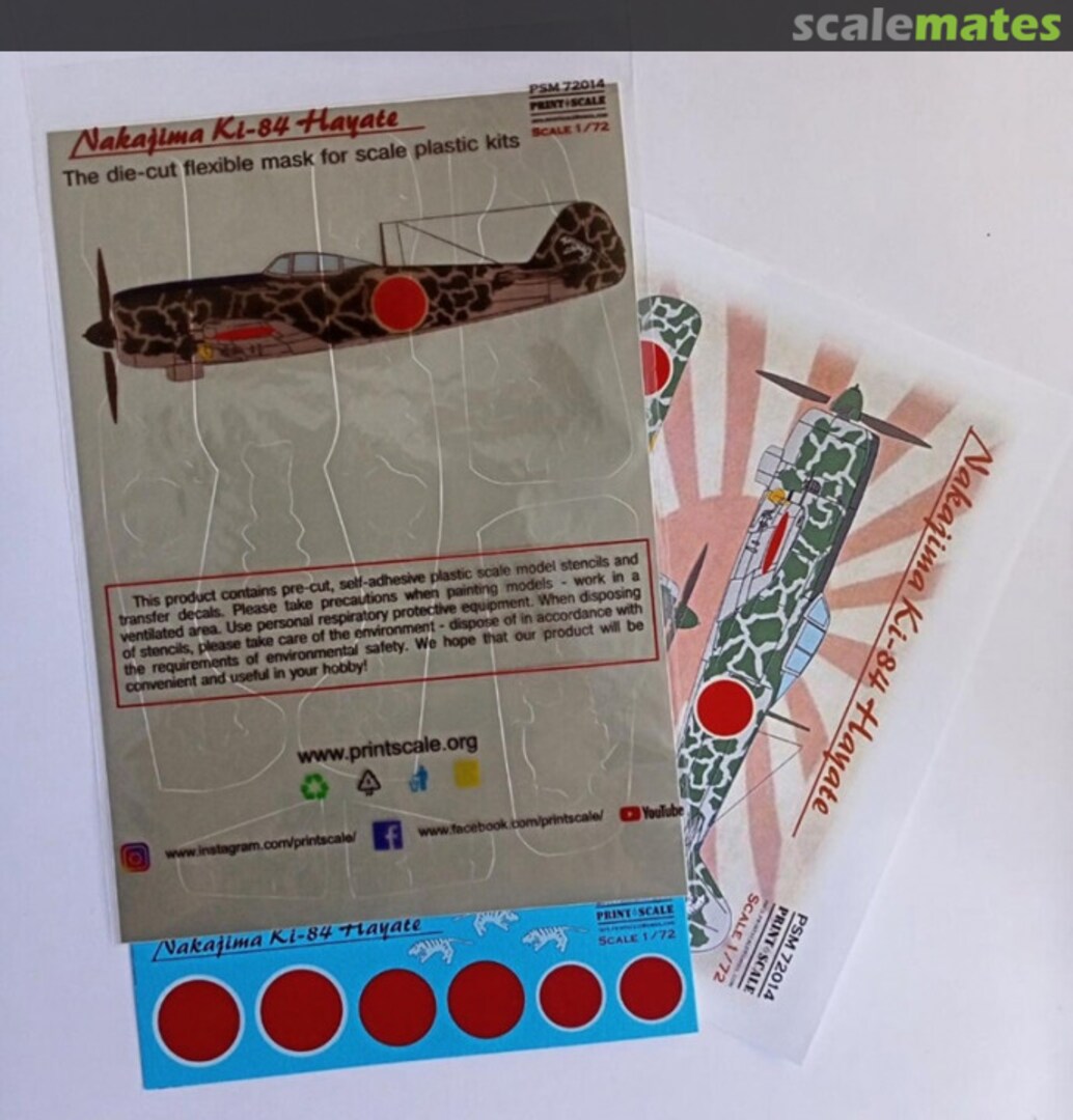 Boxart Nakajima Ki-84 Hayate decals & camouflage paint mask PSM72014 Print Scale