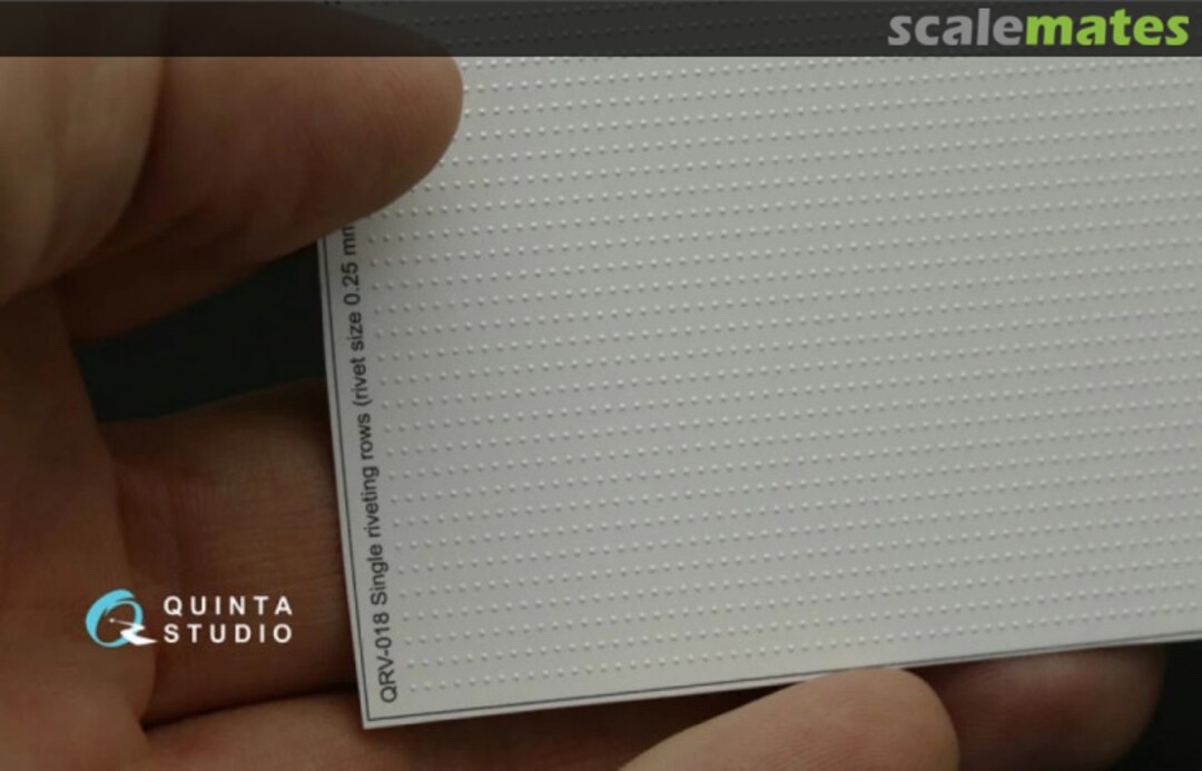 Boxart Single riveting rows (rivet size 0.25 mm, gap 1.0 mm, suits 1/24 scale), White color, total length 5,8 m/19 ft QRV-018 Quinta Studio Boxart Single riveting rows (rivet size 0.25 mm, gap 1.0 mm, suits 1/24 scale), White color, total length 5,8 m/19 ft QRV-018 Quinta Studio