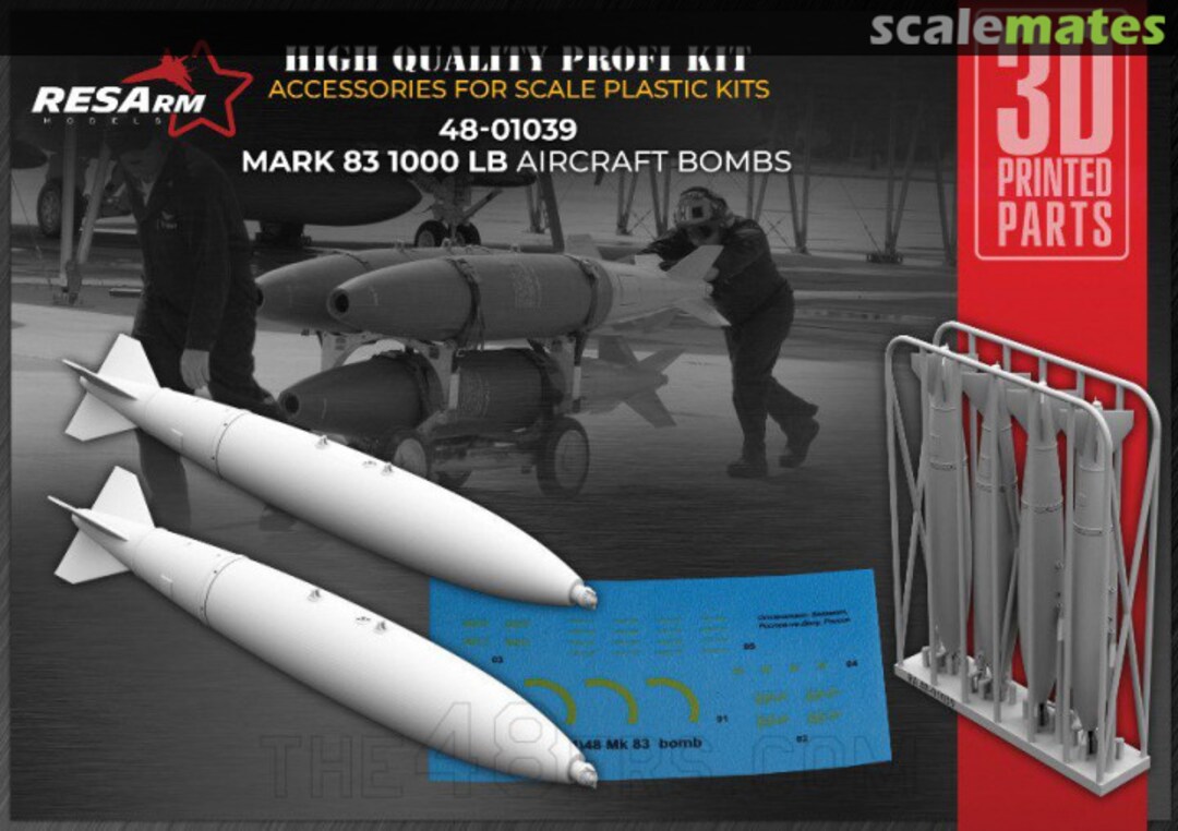 Boxart Mk.83 1000lbs aircraft bombs (+decal) 48-01039 RESArm