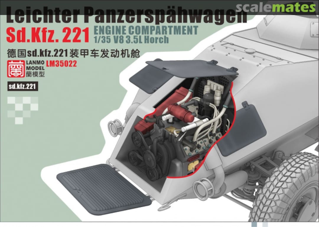 Boxart Leichter Panzerspähwagen Sd.Kfz.221 engine compartment LM35022 LANMO Model