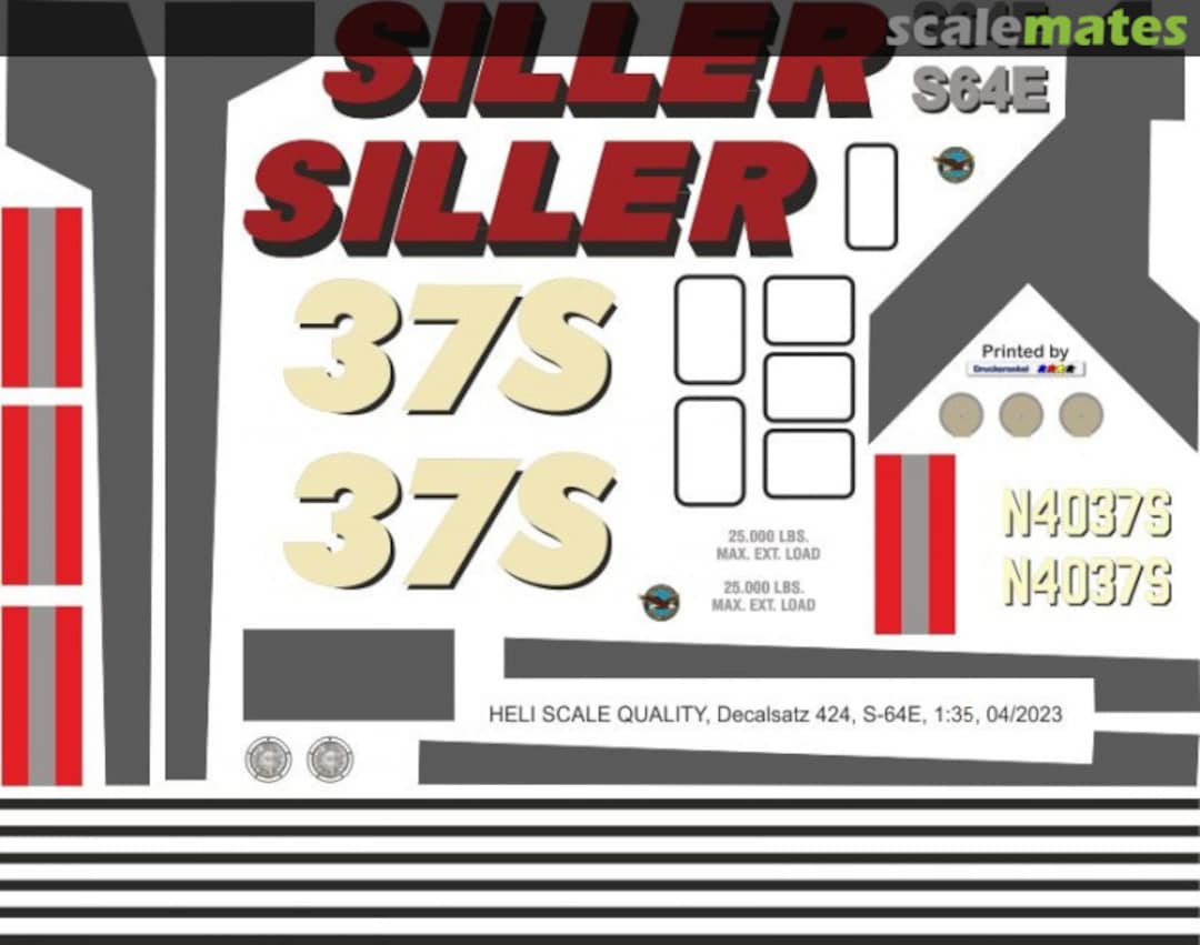 Boxart S-64E - Siller - N4037S Decal 424 Heli Scale Quality Boxart S-64E - Siller - N4037S Decal 424 Heli Scale Quality