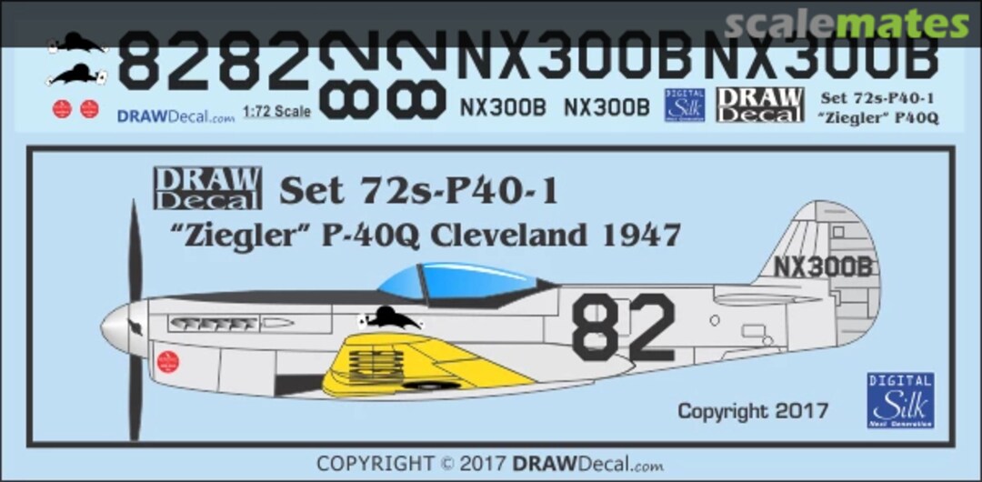 Boxart Curtiss P-40 Q - "Ziegler" (1947 Cleveland) 72-P40-01 Draw Decal Boxart Curtiss P-40 Q - "Ziegler" (1947 Cleveland) 72-P40-01 Draw Decal