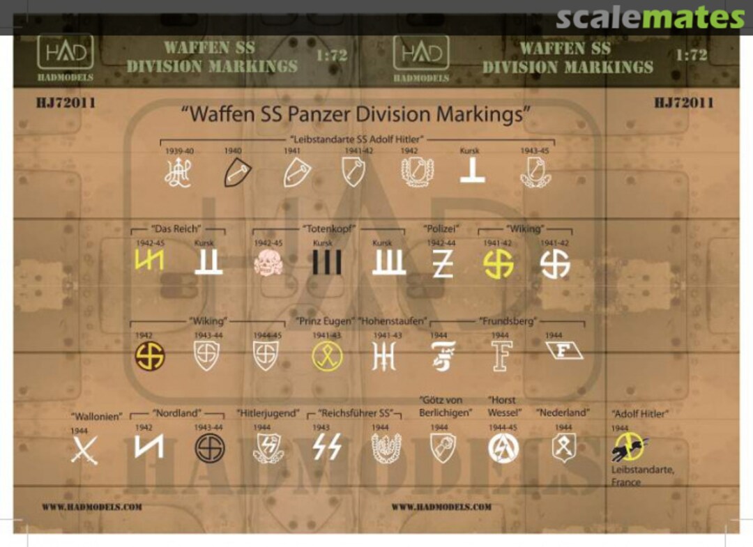 Boxart Waffen SS division markings decal sheet 072011 HADmodels 