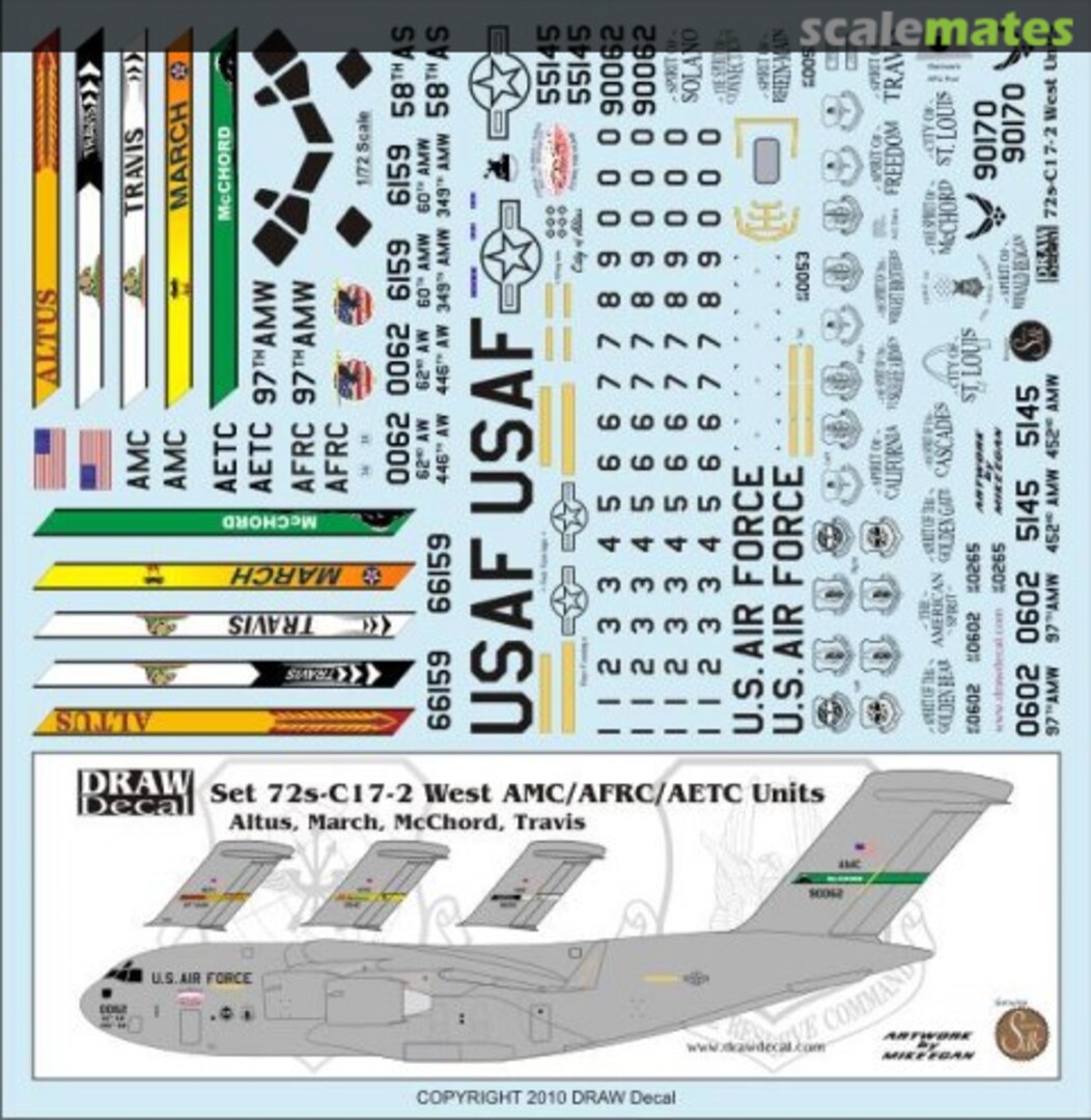Boxart West AMC/AFRC/AETC Units 72s-C17-2 Draw Decal