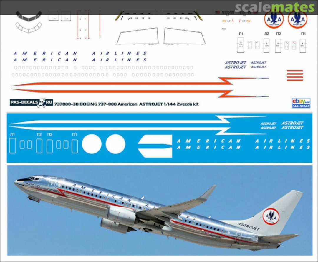 Boxart Boeing 737-800 American Astrojet 737800-38 Pas Decals