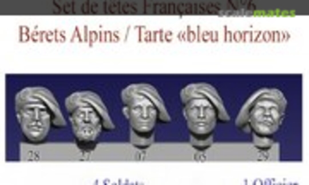 1:35 Set of French heads N°6 - Alpine Berets / "horizon blue" tart (Blitz 35GG T06) 35GG T06