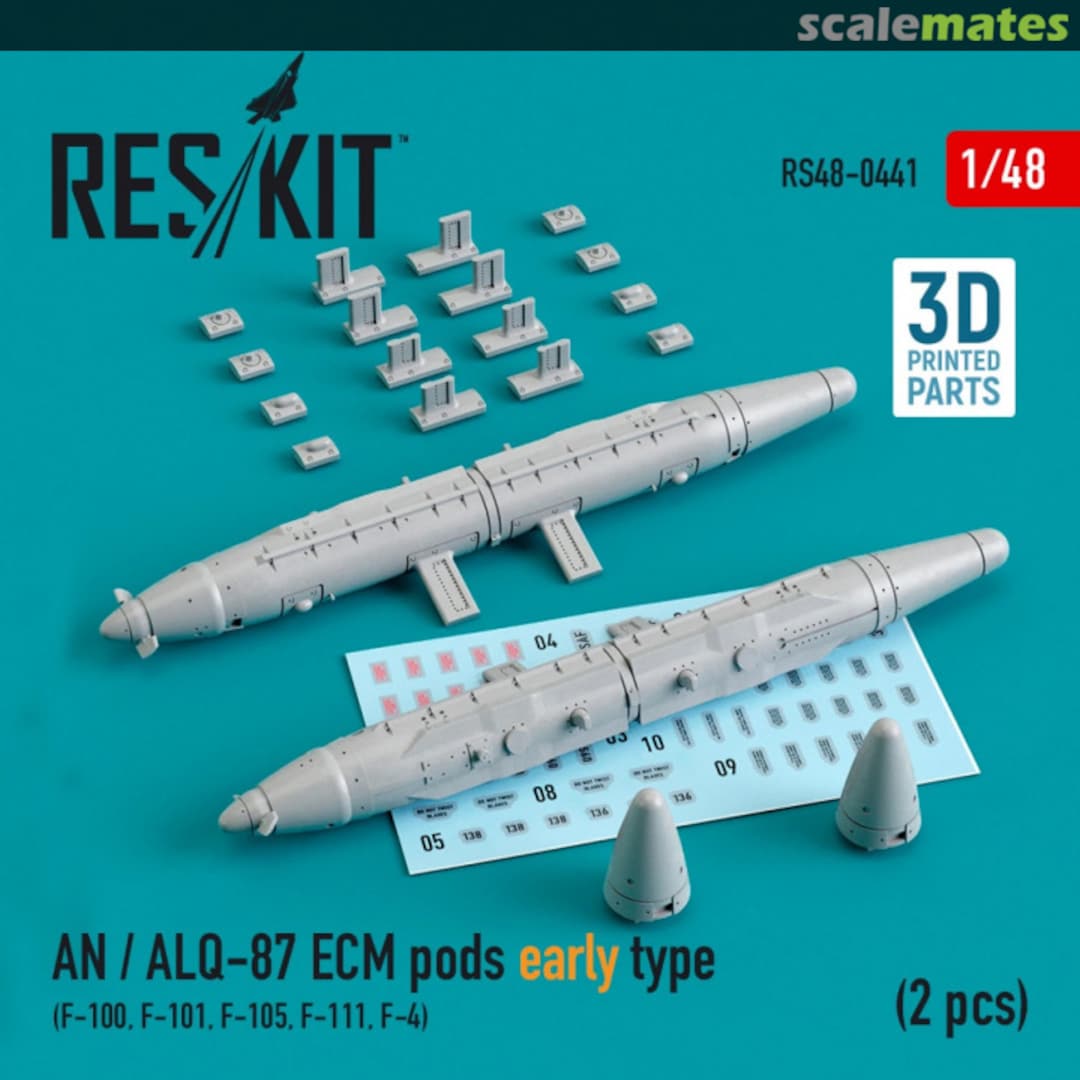 Boxart AN/ALQ-87 ECM pods early type (2 pcs.) (F-100, F-101, F-105, F-111, F-4) RS48-0441 ResKit Boxart AN/ALQ-87 ECM pods early type (2 pcs.) (F-100, F-101, F-105, F-111, F-4) RS48-0441 ResKit