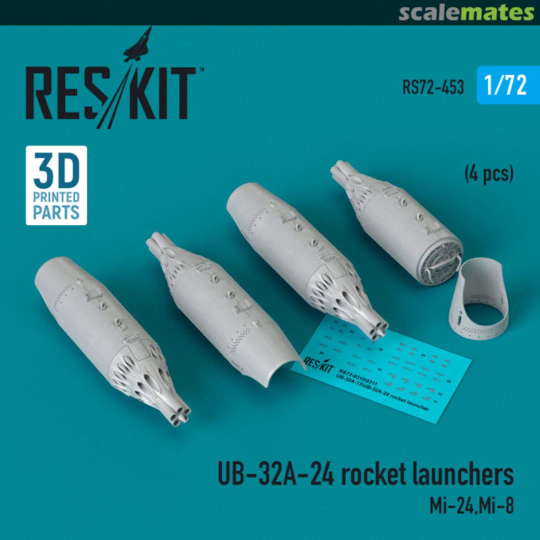 Boxart UB-32A-24 rocket launchers (4 pcs) (3D Printed) RS72-0453 ResKit Boxart UB-32A-24 rocket launchers (4 pcs) (3D Printed) RS72-0453 ResKit