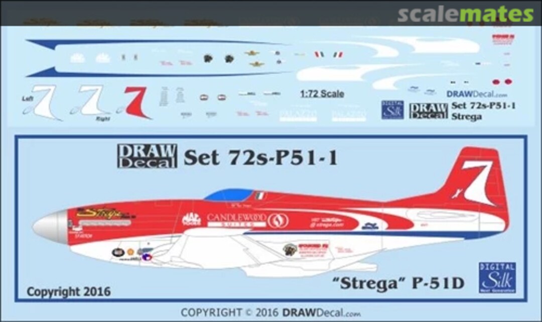 Boxart North American P-51 - "Strega" Mustang Racer 72-P51-01 Draw Decal