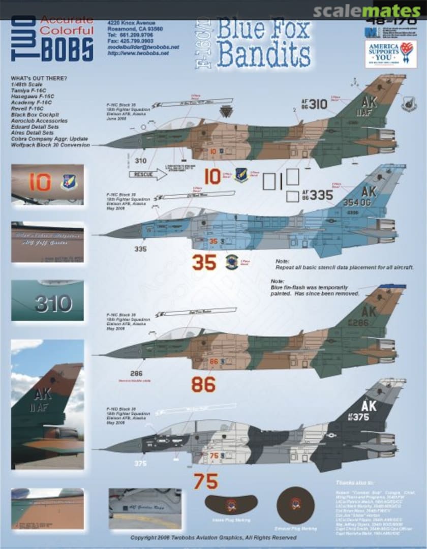 Boxart F-16C/D Blue Fox Bandits 48-170 TwoBobs Aviation Graphics Boxart F-16C/D Blue Fox Bandits 48-170 TwoBobs Aviation Graphics
