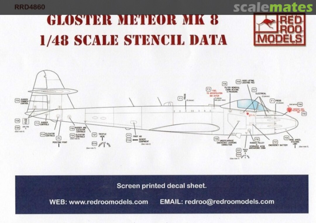 Boxart Gloster Meteor MK.8 Stencil Data RRD4860 Red Roo Models Boxart Gloster Meteor MK.8 Stencil Data RRD4860 Red Roo Models
