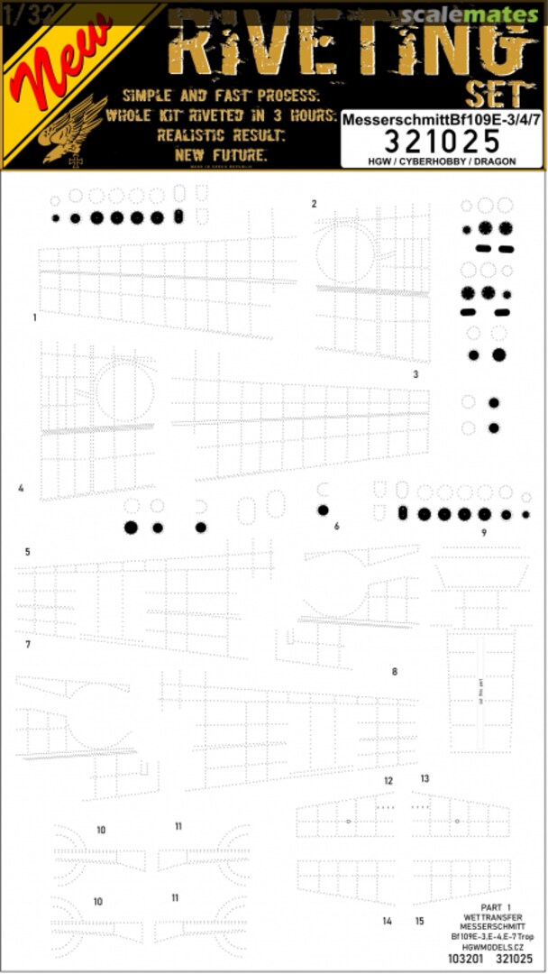 Boxart Bf109E-3/4/7 - Riveting Set - Dragon / Cyber Hobby - 321025 HGW Models Boxart Bf109E-3/4/7 - Riveting Set - Dragon / Cyber Hobby - 321025 HGW Models