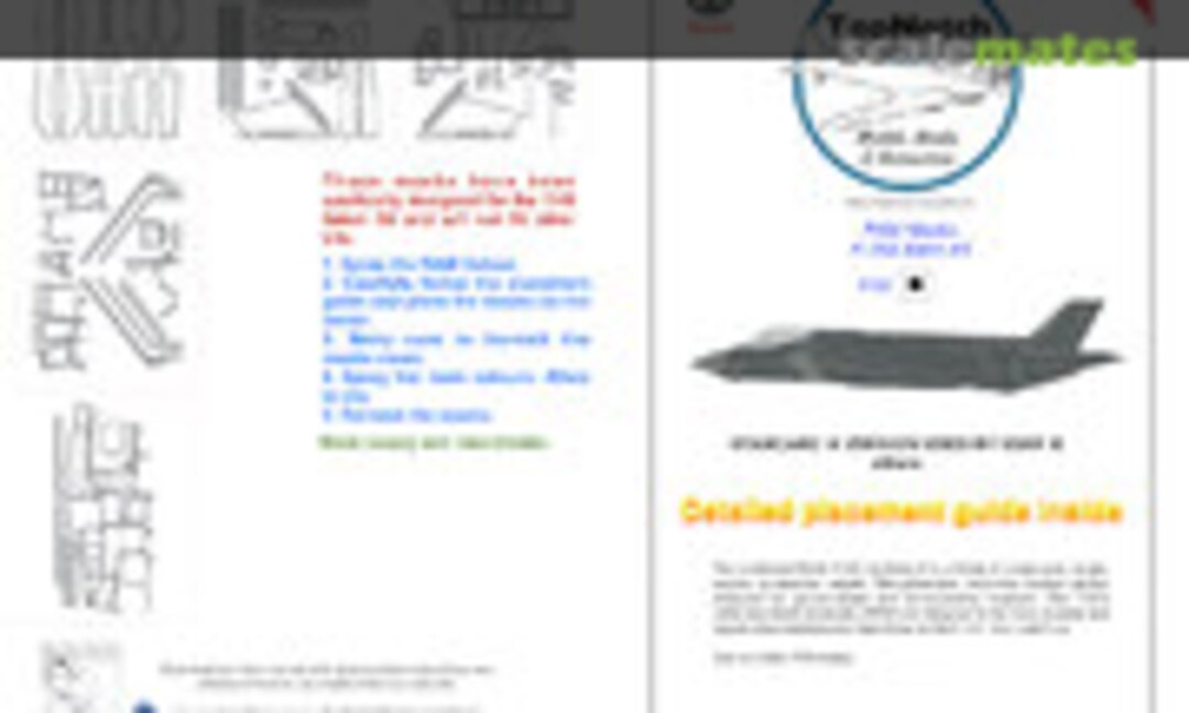 1:32 RAM (Radar-absorbant masks) Masks - Lockheed-Martin F-35A Lightning II. (TopNotch TNM32-S017) TNM32-S017