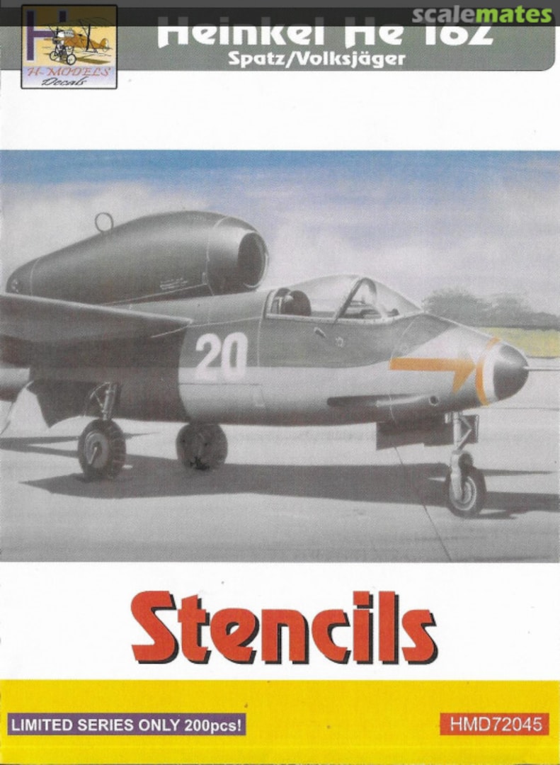 Boxart Heinkel He 162 Spatz/Volksjäger Stencils HMD72045 H-Models Decals Boxart Heinkel He 162 Spatz/Volksjäger Stencils HMD72045 H-Models Decals