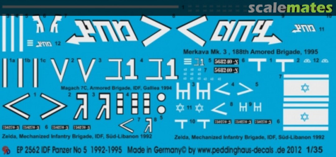 Boxart IDF Panzer No 5 1992-1995 EP 2562 Peddinghaus-Decals Boxart IDF Panzer No 5 1992-1995 EP 2562 Peddinghaus-Decals