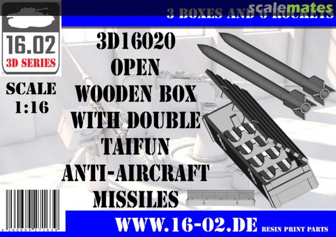 Boxart Open wooden box with double Typhoon anti-aircraft missiles 3D16020 16.02
