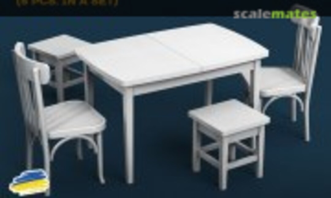 1:35 Table with stools and chairs (5 pcs.). (Spalah SP18735) SP18735