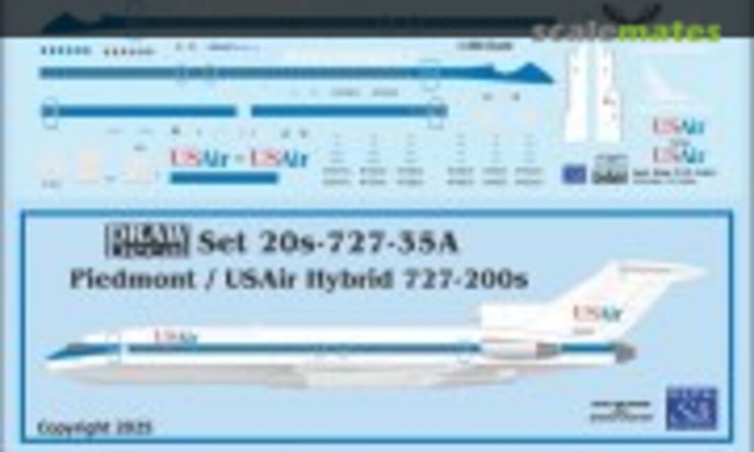 1:200 Piedmont / USAir Hybrid 727-200s (Draw Decal 20-727-35A) 20-727-35A