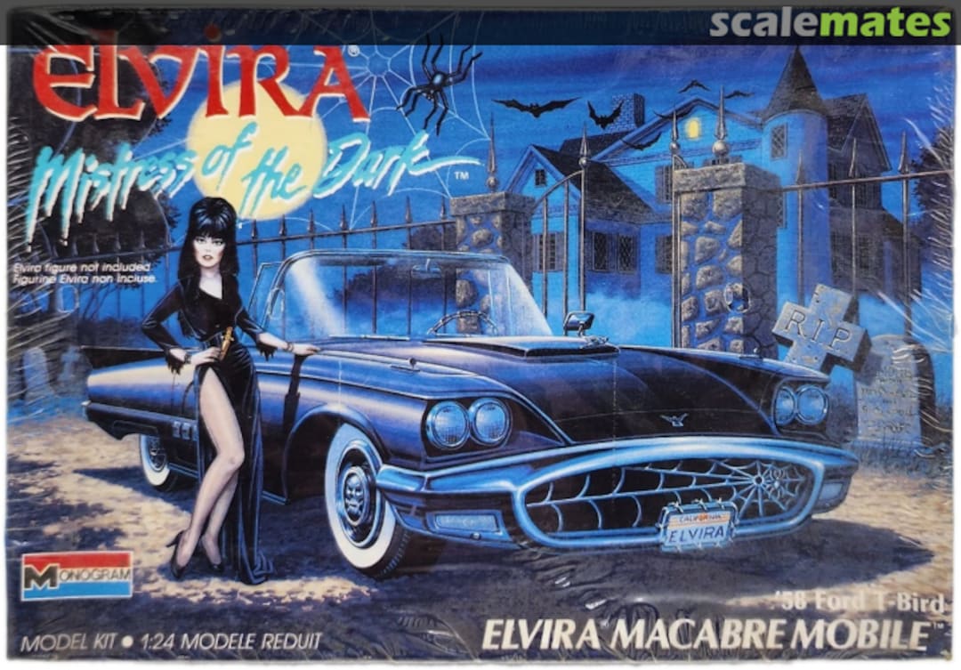 Boxart '58 Ford T-Bird Elvira Macabre Mobile 2783 Monogram Boxart '58 Ford T-Bird Elvira Macabre Mobile 2783 Monogram
