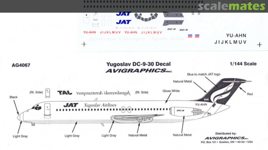 Boxart Yugoslav DC-9-30 Decal AG4067 Avigraphics Boxart Yugoslav DC-9-30 Decal AG4067 Avigraphics