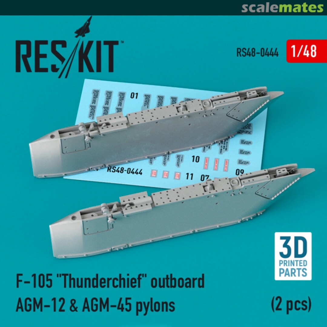 Boxart F-105 Thunderchief outboard AGM-12 & AGM-45 pylons (2 pcs.) RS48-0444 ResKit Boxart F-105 Thunderchief outboard AGM-12 & AGM-45 pylons (2 pcs.) RS48-0444 ResKit