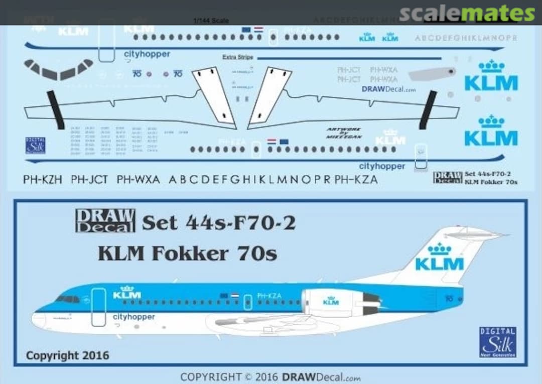Boxart KLM Fokker 70s 44-F70-2 Draw Decal Boxart KLM Fokker 70s 44-F70-2 Draw Decal